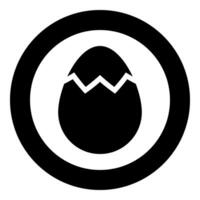 Egg with cracked eggshell damaged icon in circle round black color illustration image solid outline style vector