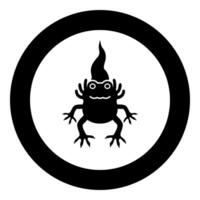 Axolotl ambystoma mexicanum front view icon in circle round black color illustration image solid outline style vector