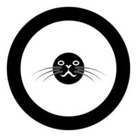 Head of seal icon in circle round black color illustration image solid outline style vector