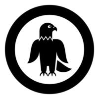 Eagle bald american bird silhouette icon in circle round black color illustration image solid outline style vector