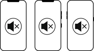 silent mode phone icon set. Digital Tablet Signal. Mobile phone signal strength icons vector