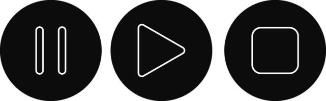 Play, pause and stop icon, media button icon set. Media Player Buttons. Player button symbol. ideal for media control interfaces vector