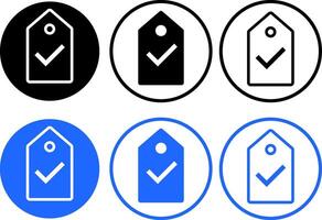Check price tag icon set. Quality certify icon symbol. best price logo sign with check mark. Commerce and shopping symbol vector