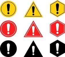 Set of Warning sign icon. Danger triangle icon symbol. Attention caution sign warning symbol vector