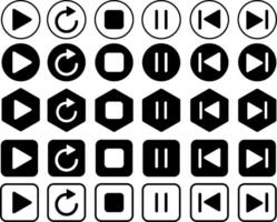 Set of play, pause, repeat, next and previous, music player icon. ideal for media control interfaces. media player button. music player symbol vector