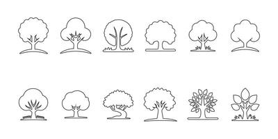 Tree icon set outline design vector