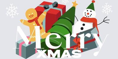 Christmas and Happy New Year greeting card. Modern Xmas design with typography vector