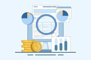 Business Profit and Loss Report Concept, Business Data Analysis, Payroll, Salary Calculation Concept. vector
