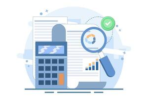 Performance data analysis concept, investment report, marketing study, audition service, Statistical and analytical concept, business performance report, marketing research service. flat . vector