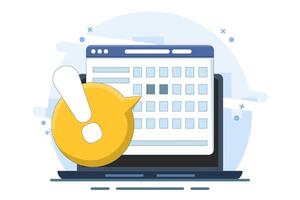 Reminder concept in calendar. Online note deadline calendar on website as internet or digital reminder about important events. Flat illustration on background. vector