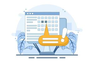 Reminder concept in calendar. Online note deadline calendar on website as internet or digital reminder about important events, illustrated month agenda web bowser with holidays or important dates. vector