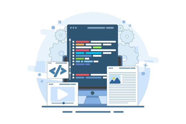 testing web design user interface prototypes on local servers. Website development, coding on laptop screens, and programming. web design.