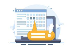 Reminder concept in calendar. Online note deadline calendar on website as internet or digital reminder for important events, illustrated monthly planner with holidays or important dates. Illustration. vector