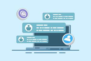 New Email Concepts displayed on computer screen, email marketing, online business strategies, advertising, email newsletters, messaging, marketing materials. vector