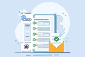 Web UI Interface. Data analysis, SEO Optimization dashboard and business financial report. PC or website SEO investment screen. Technology Analysis KPI Data Dashboard. vector