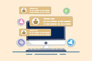 New Email Concept displayed on computer screen, email marketing, online business strategy, advertising, email newsletter, sending messages, marketing materials. isolated illustration background. vector