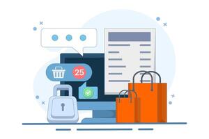 online ordering concept. making online purchases, and ordering goods via mobile applications. Mobile Payment, online shopping, e-commerce concept. Modern illustration in flat style. vector