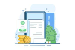 Mobile payment concept or online money transfer. Internet payment, online payment. Online shopping e-commerce marketplace. Flat illustration for landing page, mobile app, web banner. vector