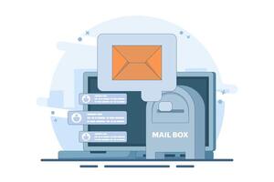 Mailbox Concept with new message notification icon, email marketing flat, Online business strategy, Advertising, Email newsletter, sending messages, marketing materials. Flat illustration. vector