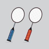 an illustration Badminton racket and shuttlecock on white background. vector