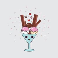 cartoon illustration of colorfull ice cream in a bowl vector