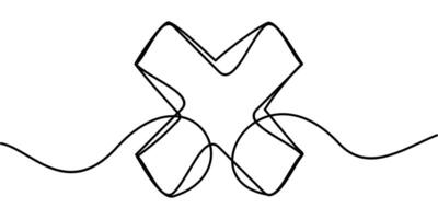continuous line drawing of cross symbol. abstract line art illustration vector