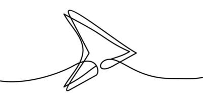 continuous line drawing of bullet arrowhead symbol. abstract line art illustration vector