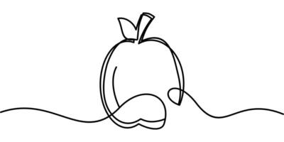 Continuous line drawing of the Apple fruit symbol. abstract line art illustration vector