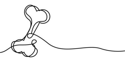 Continuous line drawing of the Bone symbol. abstract line art illustration vector