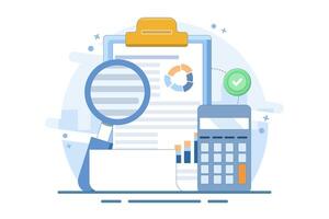 Concept of performance data analysis, investment reports, business performance reports, marketing studies, audition services, statistics and analytics, marketing research services. vector