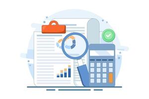 Performance data analysis concept, investment report, marketing study, audition service, Statistical and analytical concept, business performance report, marketing research service. flat illustration. vector