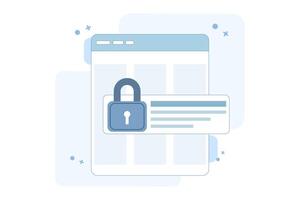 Document privacy protection concept. Securing confidential online digital computer data on web electronic documents and protecting confidential access to information, website privacy permission. vector