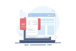 Concept of payment bill confirmed approved via payment card on laptop computer, electronic digital money invoice payment transaction successful, payment verified. flat illustration on background. vector