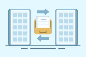 Document Collaboration concept, teamwork, online file exchange. Paper document file that regulates office contracts. illustration for banner, website, landing page, flyer. vector
