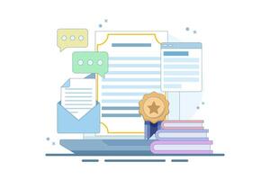 Online certification courses, Online training programs, Awards, Digital skills development, Online certificates, prizes and awards, Education and training courses. illustration on background. vector