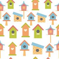 Seamless pattern of different bird feeders vector