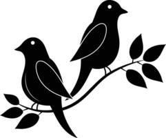 Two birds on a branch vector