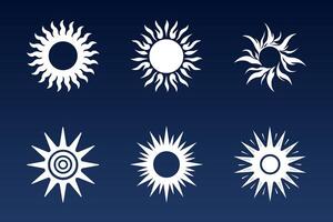 Symbols of the Sun. Various images of the sun, symbolizing warmth, strength and vital energy vector