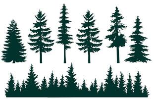 Silhouettes of Christmas trees. A set of silhouettes of fir trees of different heights and shapes, suitable for nature or holiday projects vector