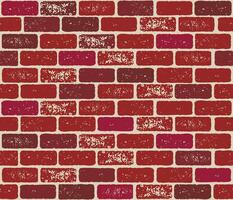 Red brick wall texture with scuffs, created for use in vintage design, rustic styles and retro interiors vector
