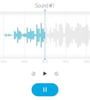 A sound player interface with an audio waveform graph, perfect for app artwork, music platforms and studio design vector