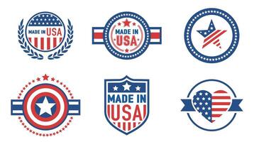 Made in USA logos. Various emblems indicating the American origin of products vector