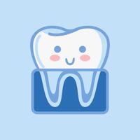 Adorable tooth character doing an x-ray, done in kawaii style. This illustration has a flat design and is ideal for stickers, books or as a design element. Ideal for medical brochure templates. vector