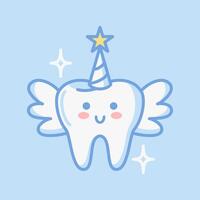 Tooth fairy with wings. Cute cartoon character in kawaii style. illustration, flat style. For sticker, books, design element. Medical brochure template. vector
