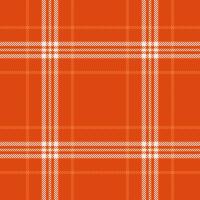 Paint fabric seamless texture, deep background tartan textile. Commerce check plaid pattern in orange and white colors. vector