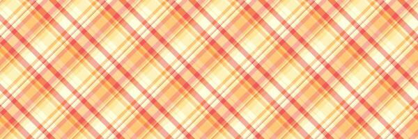 Illustration seamless tartan check, sketch plaid background fabric. Crossed pattern textile texture in amber and orange colors. vector