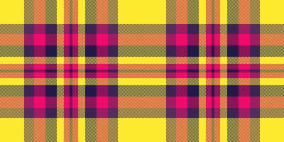 Korean check textile tartan, infant seamless pattern. Display plaid fabric texture background in yellow and bright colors. vector
