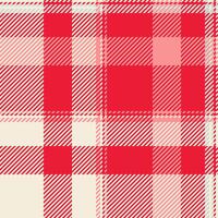 Layout seamless background, comfortable tartan textile fabric. Rough check plaid pattern texture in red and antique white colors. vector