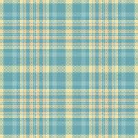 Blanket tartan pattern, classic textile texture plaid. Mint background fabric check seamless in cyan and pale goldenrod colors. vector