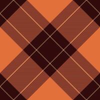 Tidy texture pattern plaid, layered check tartan. Herringbone fabric background textile seamless in orange and dark colors. vector